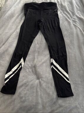 Tory Burch Black Leggings with White Chevron Stripes medium